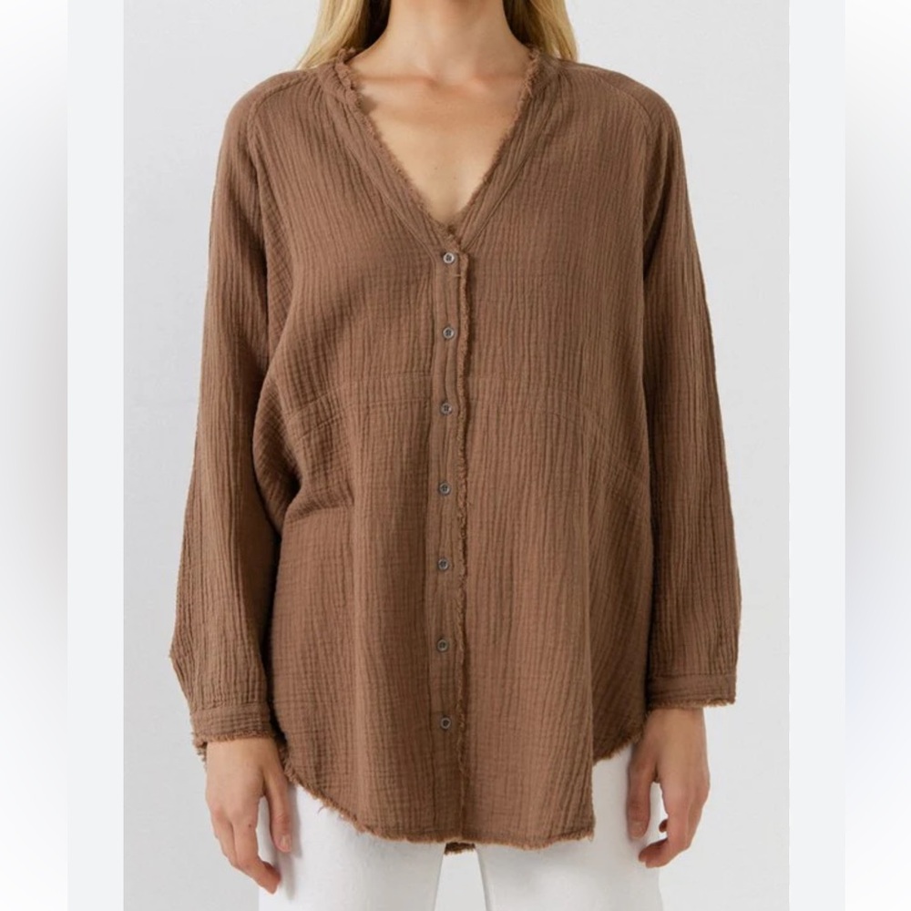 ARULA Brown Button Down Shirt